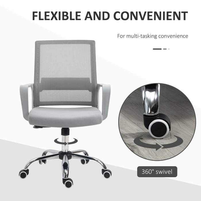 Ergonomic Mesh Desk Chair with Adjustable Armrests - 360° Swivel and Height Adjustment Features - Ideal for Comfortable Office Seating