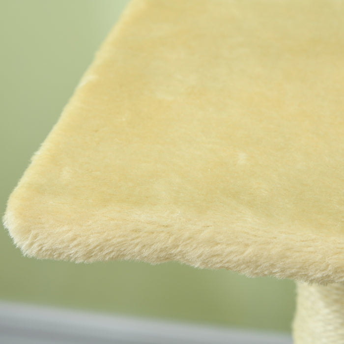 Cat Tree with Scratching Post and Rest Pad, 72cm - Plush Cream White Finish - Ideal for Indoor Cats' Play and Exercise