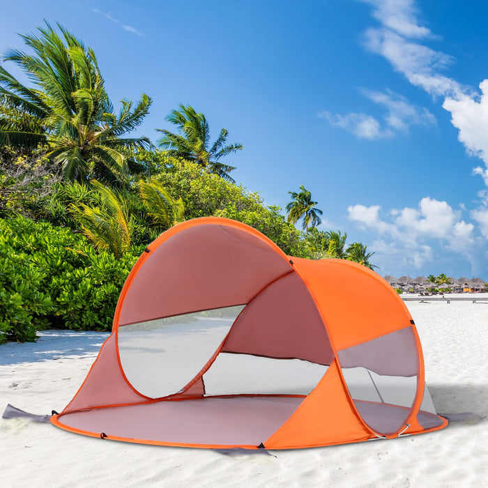 UV 30+ Protection Pop-Up Beach Tent for 1-2 People - Portable Automatic Sun Shelter for Hiking and Patio - Ideal for Outdoor Enthusiasts and Beachgoers, Vibrant Orange