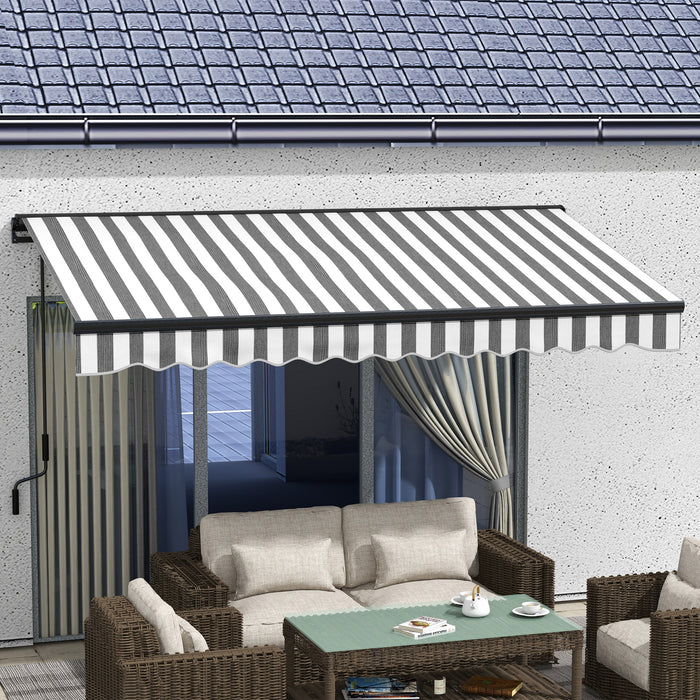 Aluminium Frame Electric Awning 3.5 x 2.5m - Retractable Sun Canopy for Patio & Door Windows, Grey and White - Ideal Shade Solution for Outdoor Living Spaces