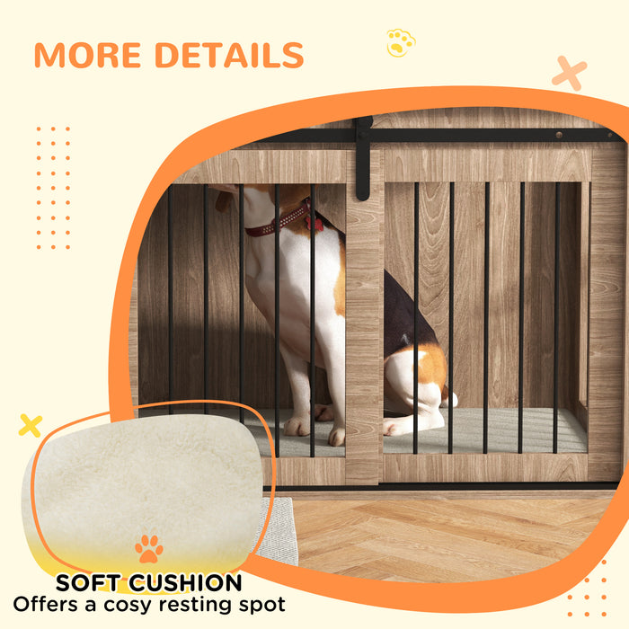 Large Dog Furniture-Style Crate with Cushion - 100x60x63cm Comfort Home for Pets - Ideal for Big Breed Dogs Cozy Den