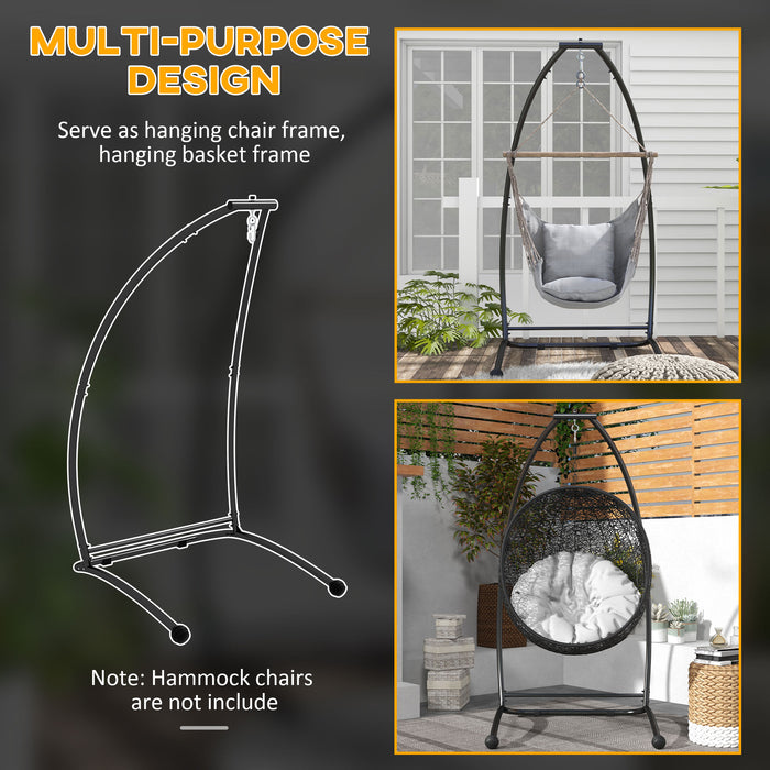Heavy Duty Metal C-Shape Hammock Chair Stand - Sturdy Frame for Hanging Air Porch Swing Chairs, Black - Ideal for Indoor/Outdoor Relaxation and Lounging