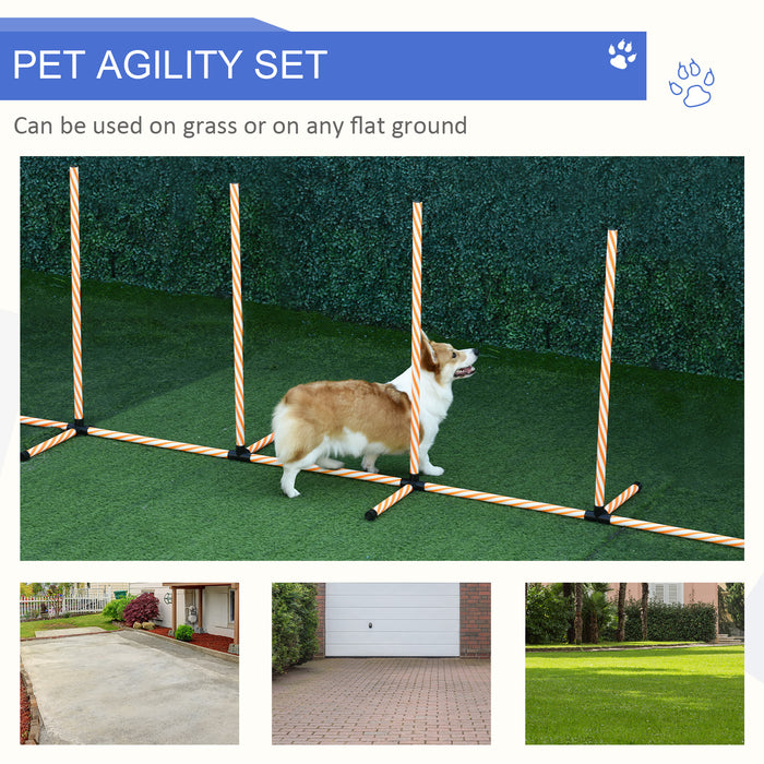 Dog Agility Training Set - 12 Weave Poles Slalom Obstacle Course Equipment for Outdoor and Indoor - Includes Durable Oxford Carry Bag for Easy Transport