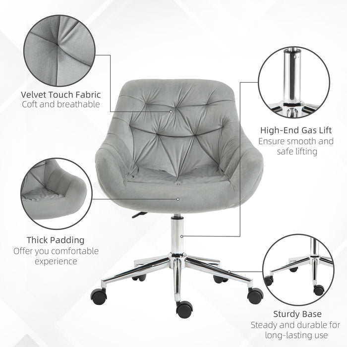 Velvet Ergonomic Home Office Chair - Comfy Computer Desk Chair with Adjustable Height & Supportive Arm/Back - Ideal for Extended Work Sessions