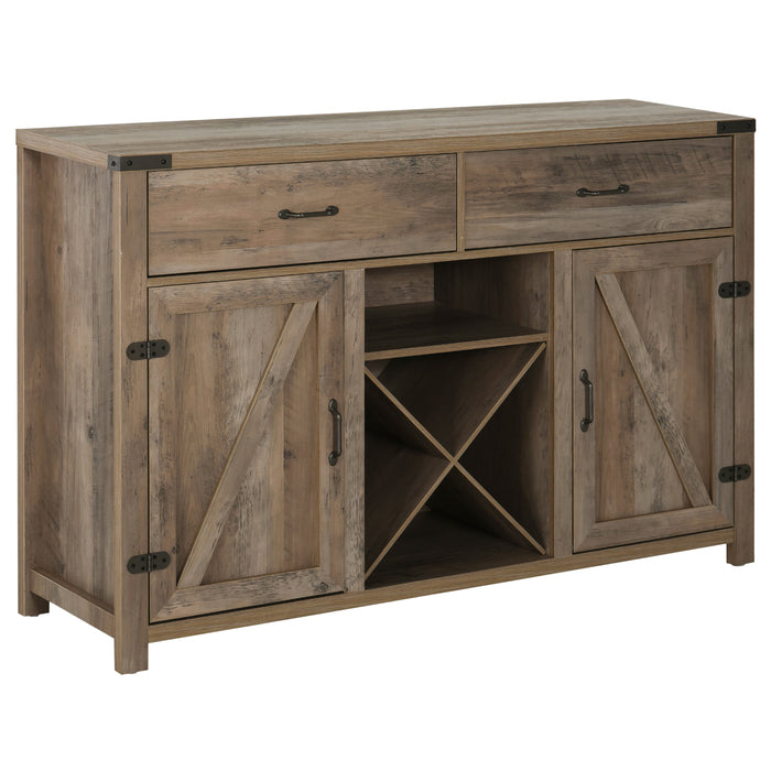 Rustic Freestanding Side Cabinet with Multiple Storage Options - 2 Drawers & Cupboard Spaces in Bronze-Tone, 140L x 39W x 58H cm - Ideal for Home Dining Room Organization