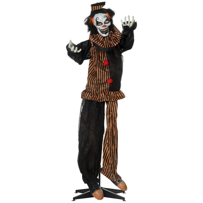 Life-Size 67" Animated Talking Circus Clown - Outdoor Halloween Decoration with Light-Up Eyes and Laughter Sounds - Spooky Entertainment for Haunted House and Trick-or-Treaters