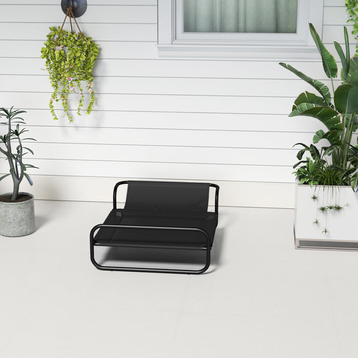 Elevated Dog Bed with Inclined Headrest - Durable Mesh Fabric, Non-Slip Feet, Easy Clean - Ideal for Small Breeds, 80x59x26 cm