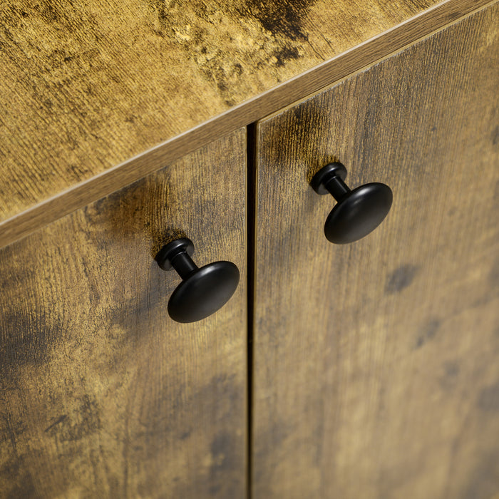 Hidden Cat Washroom Furniture - Rustic Brown Litter Box Enclosure with Scratching Pad and Double Doors - Stylish End Table Design for Pet Owners