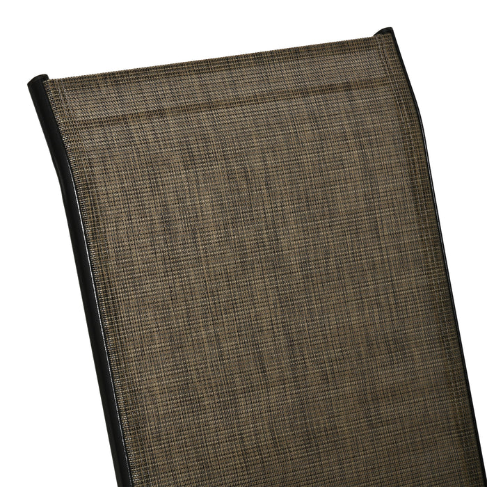 Outdoor Garden Dining Chair Set - 4 Piece Stackable High Backrest with Armrests & Breathable Mesh Fabric in Mixed Brown - Comfortable Patio Seating for Dining & Relaxation