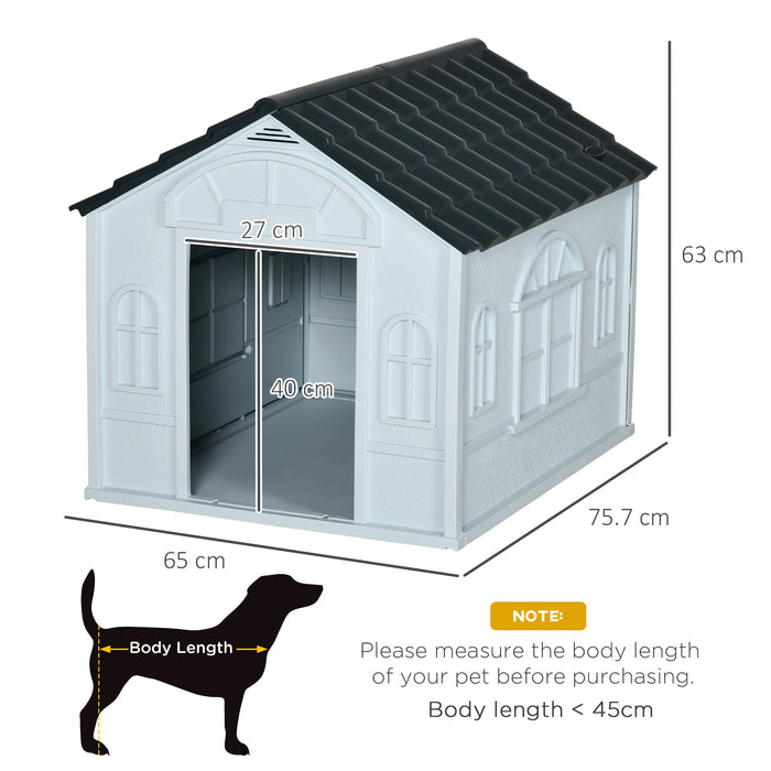 Outdoor Dog Kennel - Durable Plastic and Weatherproof Pet Shelter - Suitable for Small to Medium Dogs