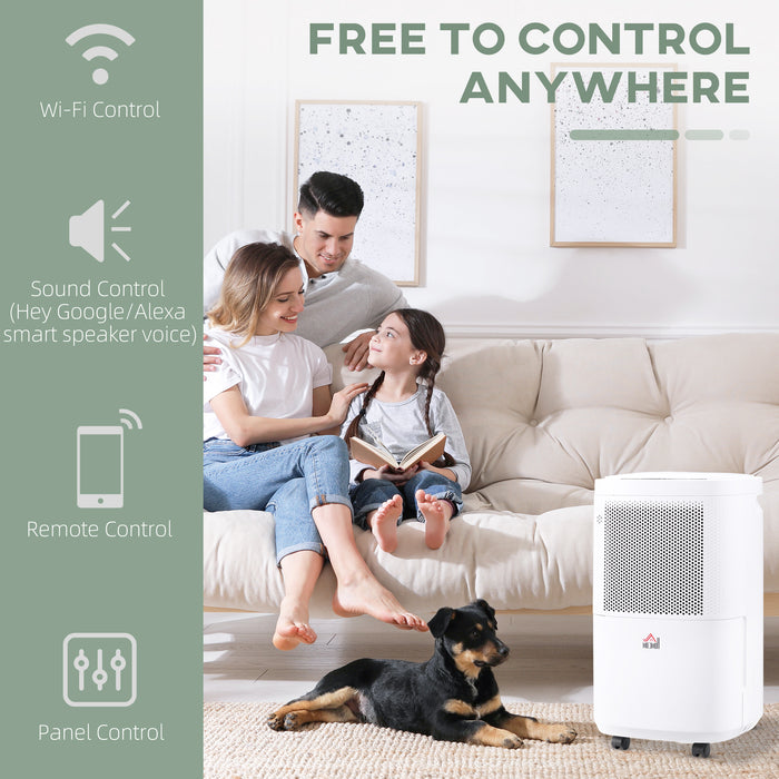2200ML 10L/Day Portable Dehumidifier - Electric Air Moisture Removal with Quiet Operation and WiFi Smart App Control - Ideal for Home Laundry and Basement Spaces
