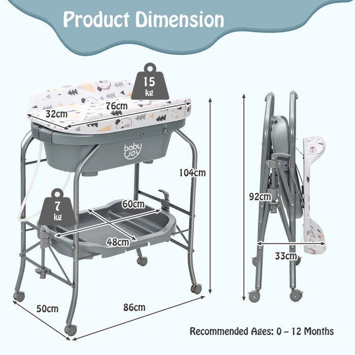 2-in-1 Baby Change Table with Bath Tub - Multipurpose Infant Care Station - Perfect for Space Saving, Convenient Baby Care Solutions