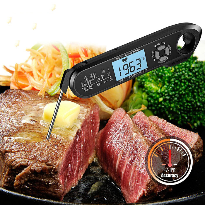 Meat Food Thermometer Instant Read Oven Safe 2 in 1 Dual Probe Digital Food Thermometer with Alarm Backlight for Kitchen Cooking Grilling Smoking BBQ