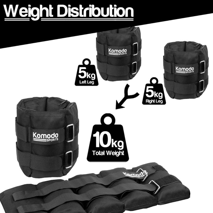 Heavy-Duty Adjustable Ankle Weights - 10kg Maximum for Customized Training - Ideal for Fitness Enthusiasts and Strength Training