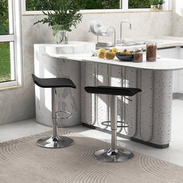 Swivel Bar Stool Set of 2 - Adjustable with Wave-Shaped Seat - Perfect for Casual Dining and Home Bars