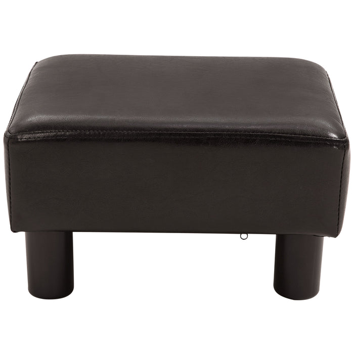 PU Faux Leather Ottoman Cube - Black Footstool with Durable Plastic Legs - Compact, Stylish Seating & Footrest Solution