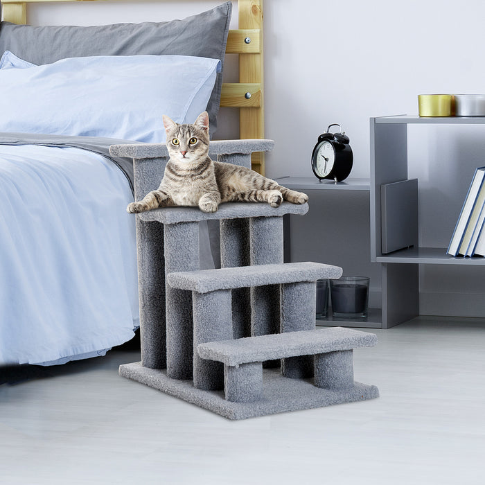 Portable Pet Stairs for Bed Access - 63.5x43x60cm Climb Ladder for Cats, Little and Older Animals - Easy Assistive Solution for Pets in Grey