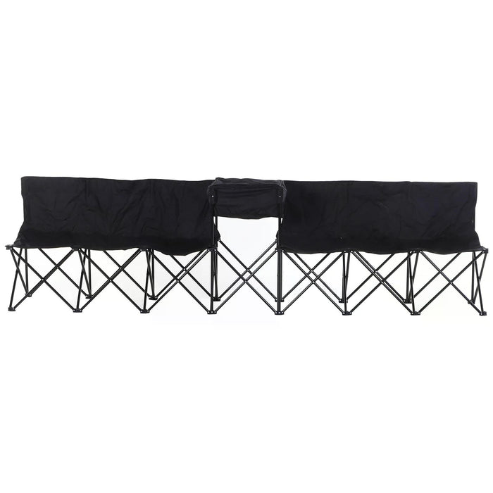6-Seater Portable Camping Bench with Cooler Bag - Durable Steel Construction, Foldable Design for Outdoors - Ideal for Picnics, Tailgating & Camping Events