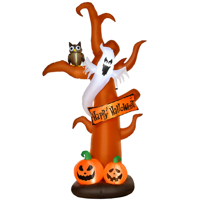 2.7m Halloween Inflatable Tree with LED Lights - Spooky Ghost and Pumpkin Decoration - Next Day Delivery for Indoor/Outdoor Festive Setup