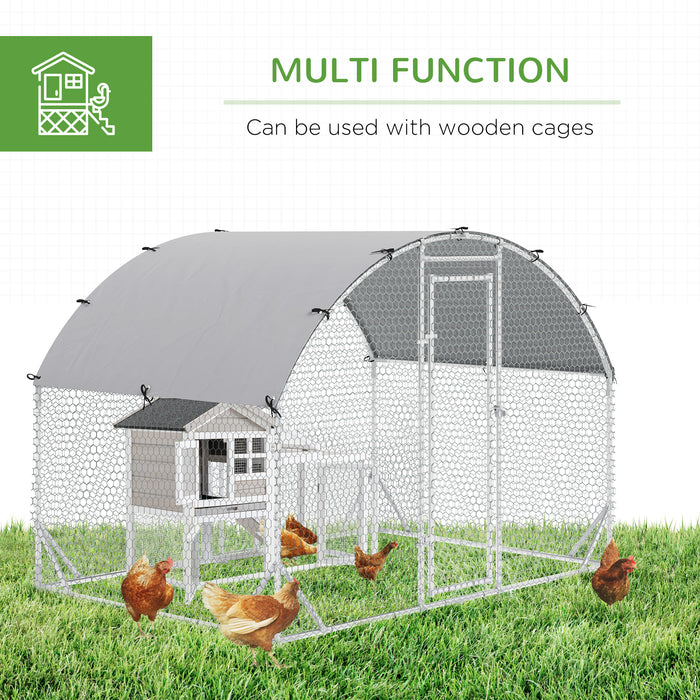 Galvanized Walk In Chicken Coop - Hen Poultry House & Rabbit Hutch with Water-Resistant Cover, Playpen - Outdoor Shelter for Chickens & Small Animals