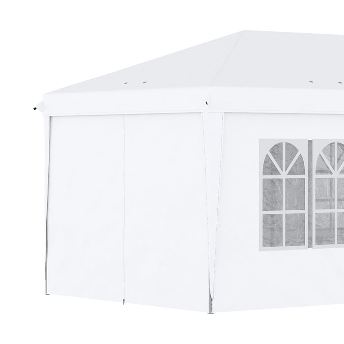 Pop-Up Gazebo 3x6m with Side Panels and Windows - Height-Adjustable Outdoor Canopy for Events, Garden, Camping - Includes Carry Bag, Versatile Shelter, Brown