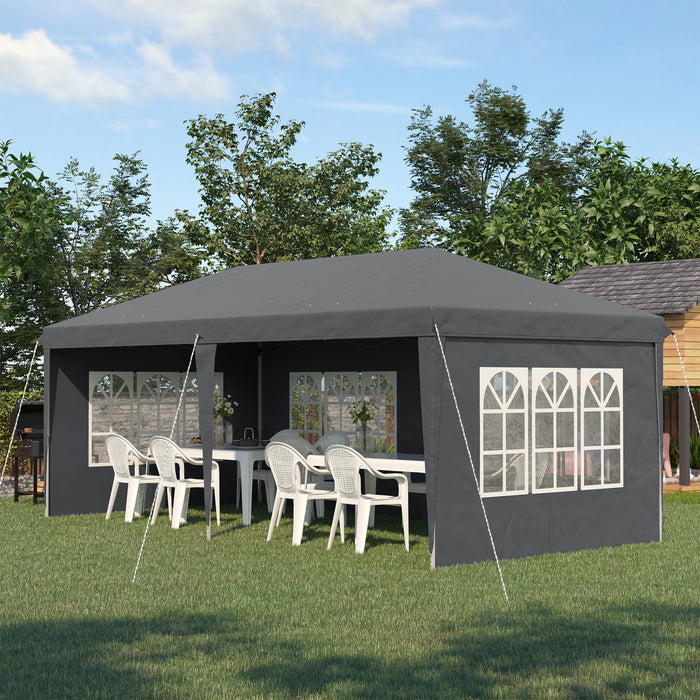 Pop-Up Gazebo 3x6m with Adjustable Height - Marquee Party Tent with Sidewalls & Storage Bag, Grey - Ideal Outdoor Shelter for Events & Gatherings