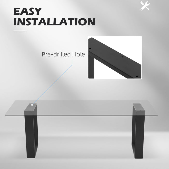 Industrial Strength Black Metal Table Legs - Square Set of 2 for DIY Furniture Projects, Includes Screws & Floor Protectors - Ideal for Coffee Tables, Chairs, and More
