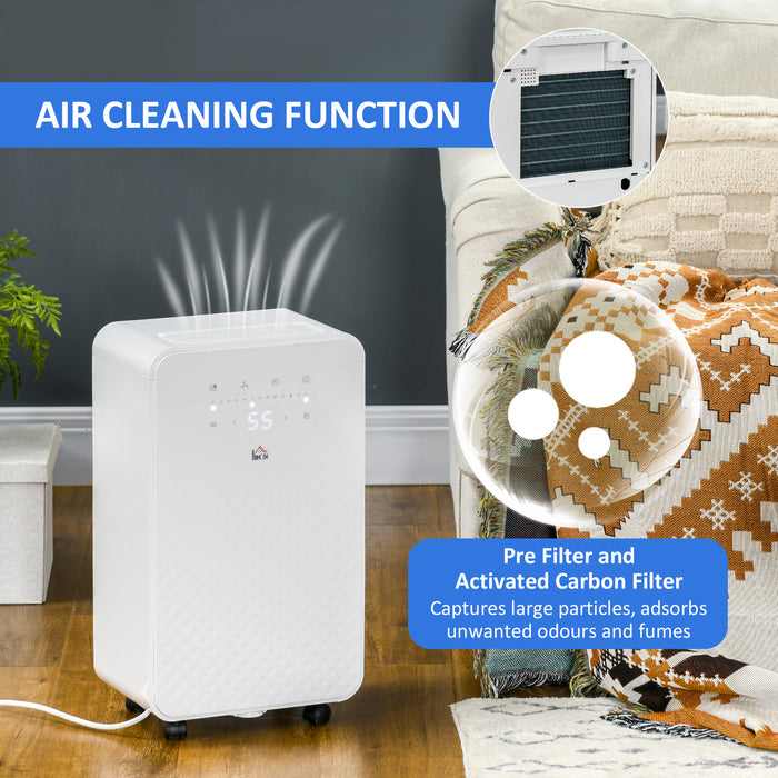 2000mL Compact Dehumidifier with Built-in Air Purifier - 24-Hour Timer, 5 Operating Modes, Up to 10L Daily Moisture Removal - Ideal for Home Laundry Rooms, Keeps Air Fresh and Dry