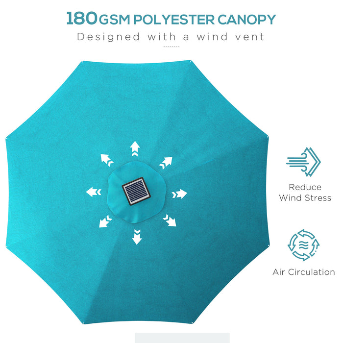 Solar-Powered LED Patio Umbrella with USB - 4 Lighting Modes, Lighted Outdoor Deck Umbrella - Perfect for Evening Entertainment and Relaxation