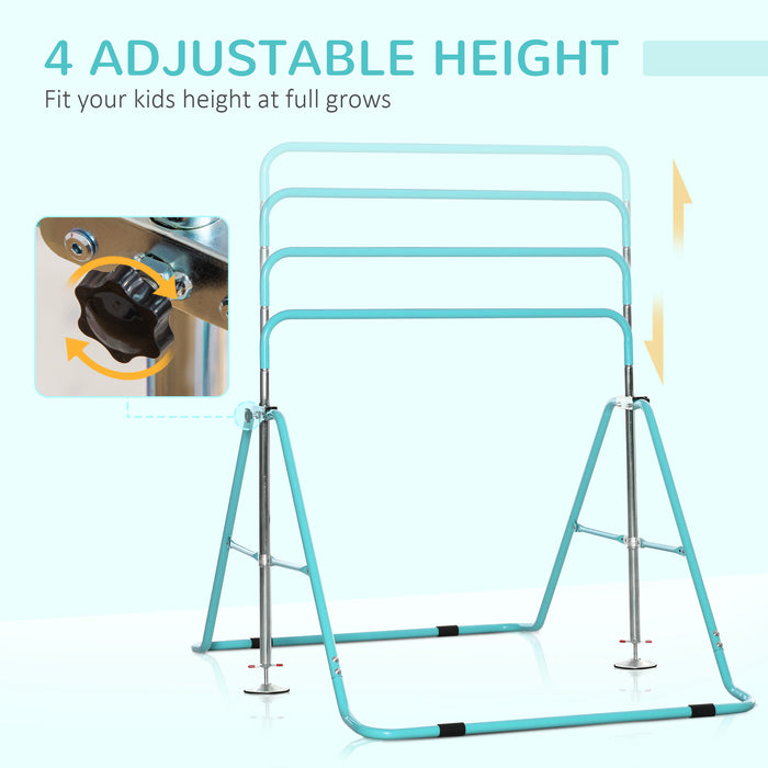 Foldable Kids Gymnastics Bar with Adjustable Height - Sturdy Horizontal Training Bar with Triangle Base - Perfect for Young Gymnasts at Home