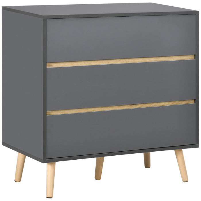 3-Drawer Chest Organizer - Space-Saving Bedroom & Living Room Storage Solution, 80x40x80cm - Sleek Dark Grey Design for Modern Home Decor