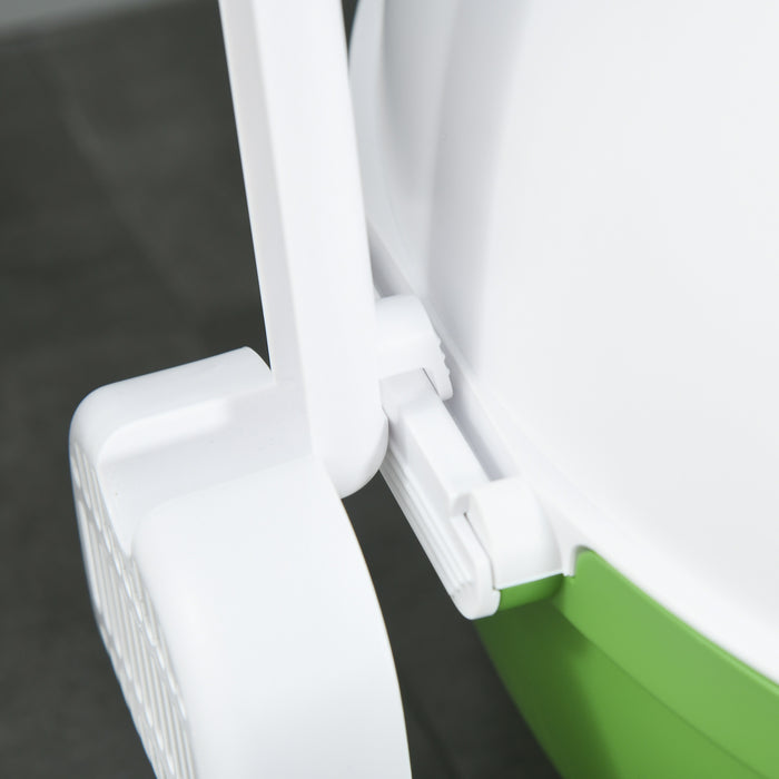 Extra-Large Hooded Cat Litter Tray with Scoop - Easy Carry Top Handle, Front Entry, 53x51x48 cm - Ideal for Large Cats and Multi-Cat Households, Green