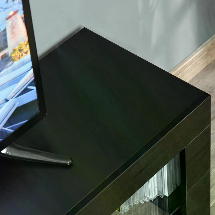 Modern High Gloss TV Stand Cabinet - LED RGB Lighting, Remote Control, Storage Drawer & Shelf - Fits 43", 50", 55" Televisions, Stylish Media Console Table