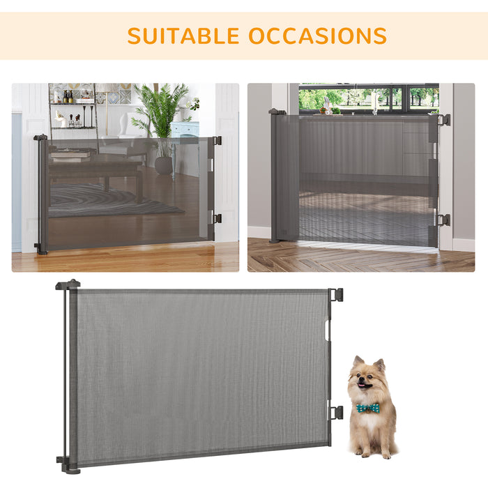 Foldable Pet Safety Barrier - Ideal for Stairs, Doorways, and Corridors in Sleek Grey - Keeps Pets Secure and Household Areas Restricted