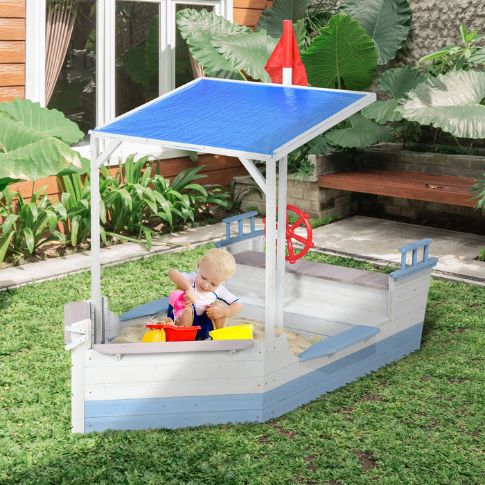 Wooden Kids Sandbox with UV-Protective Canopy - Durable Outdoor Play Sandpit for Ages 3-8 - Safe & Fun Backyard Activity Center for Children