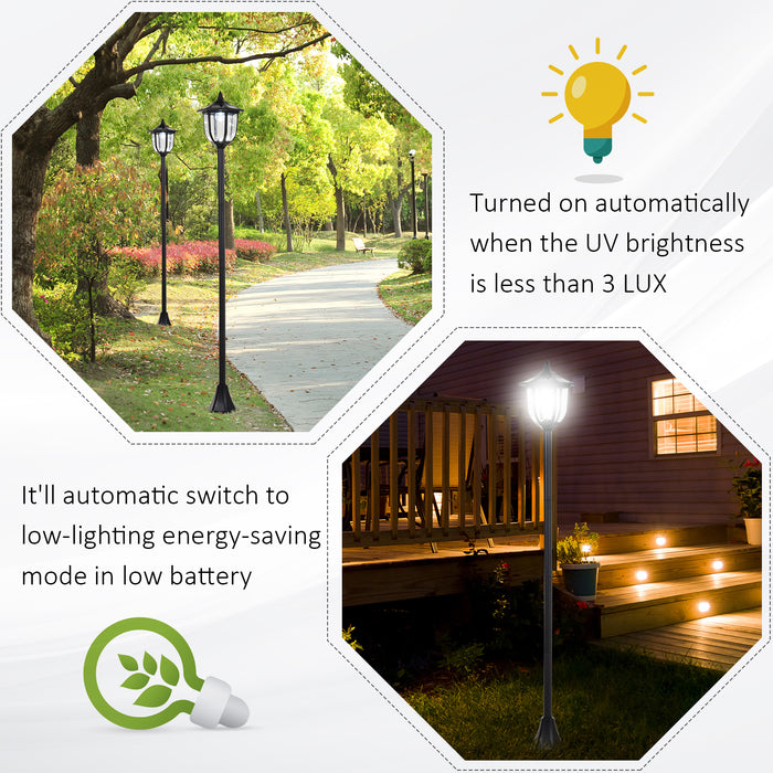 Garden Solar LED Lamp Post - 1.77m Tall, Free-Standing, ABS Construction in Elegant Black - Eco-Friendly Outdoor Lighting Solution