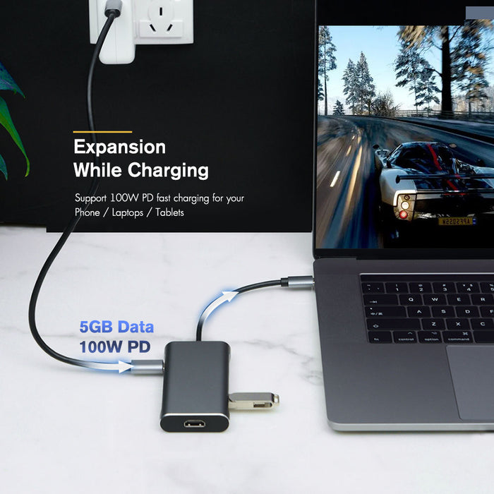 Bakeey 6 in 1 USB-C Hub - Docking Station with 3*USB3.0, 5Gbps, HDMI 8K@30HZ, UHD Video, Type-C PD 100W Fast Charging - Perfect for Laptops and Tablets with High-Speed Data Transfer