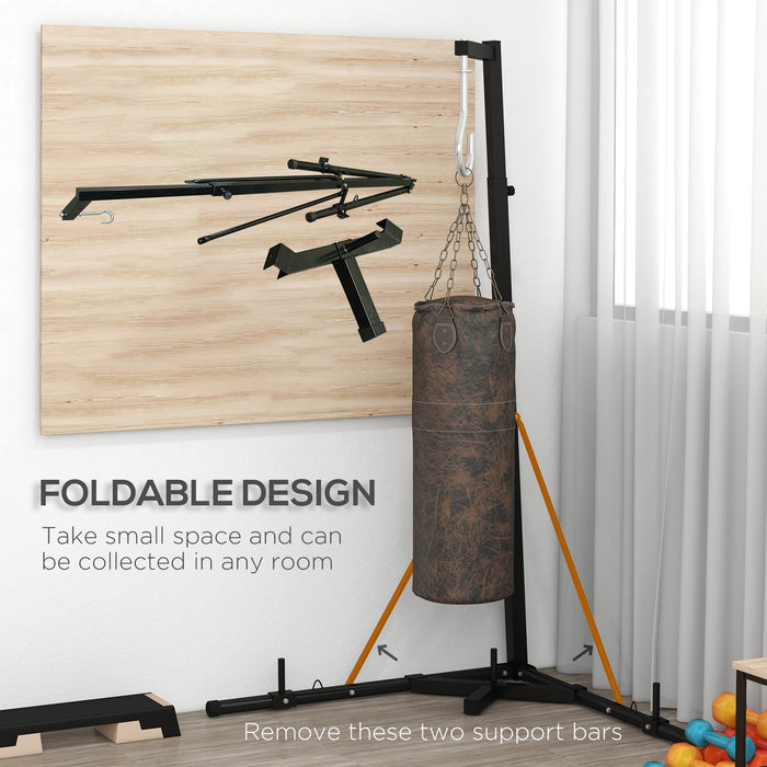 Foldable Heavy Bag Stand - Adjustable Freestanding Punching Bag Rack for Speed & Heavy Bags - Ideal for Home Fitness & Gym Training
