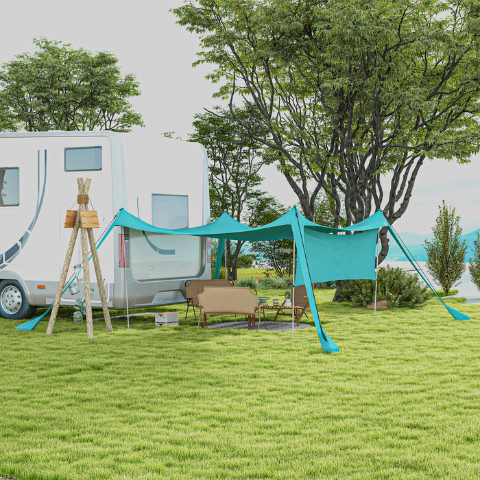 Portable Beach Tent Event Shelter with Detachable Sidewall - Includes Carry Bag, Ideal for Camping, Fishing & Picnics - Sky Blue Shade for Outdoor Activities
