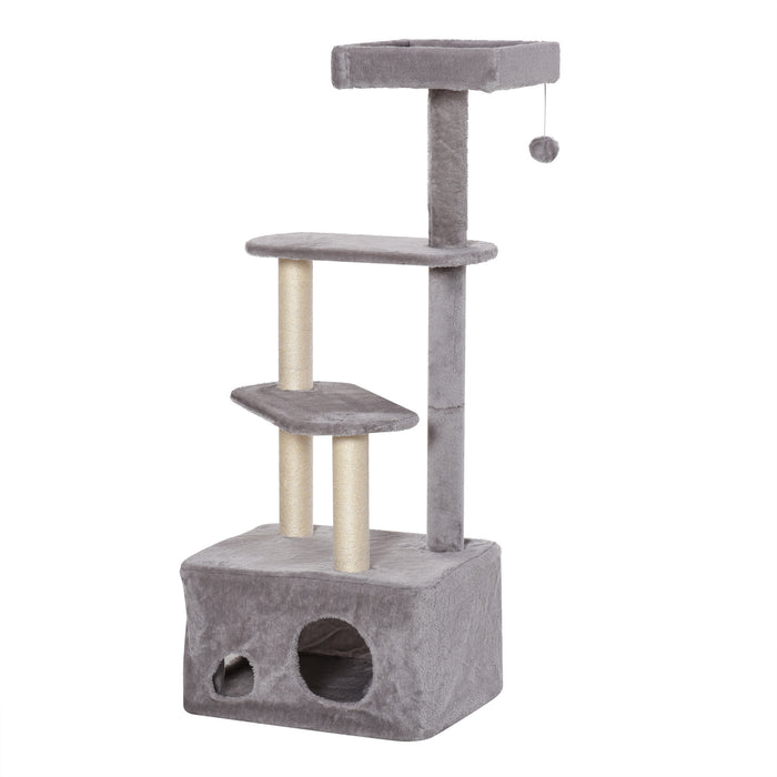 4-Level Cat Tree Tower - Activity Centre with Sisal Scratching Posts, Condo, Plush Perches & Hanging Balls - Ideal for Kittens & Feline Play and Rest