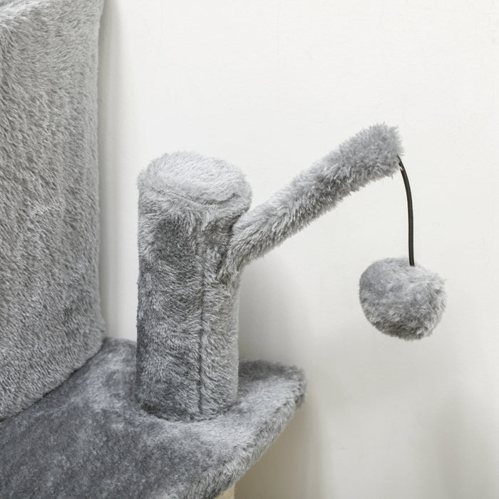 Sisal Cat Tree Tower 100cm - Sturdy Scratching Post with Plush Grey Finish - Ideal for Cat Climbing and Play