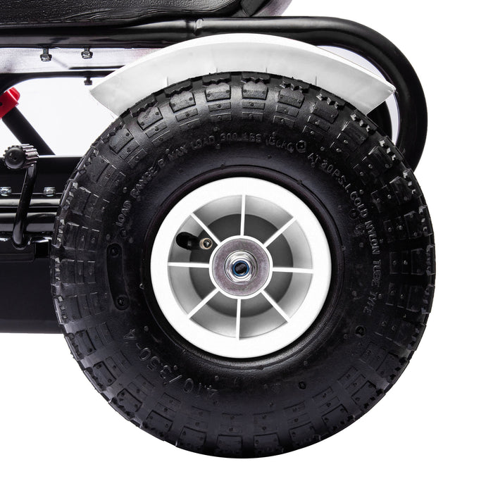 Kids Pedal Go-Kart Racer - Adjustable Seat & Inflatable Rubber Tires with Handbrake - Outdoor Racing Adventure for Ages 5-12, White