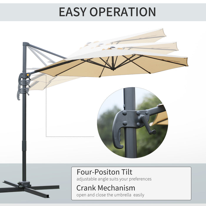 3(m) Patio Offset Parasol - Roma Umbrella with 360° Cantilever Rotation and Cross Base for Versatile Hanging Sun Shade - Ideal Shelter for Outdoor Leisure Spaces