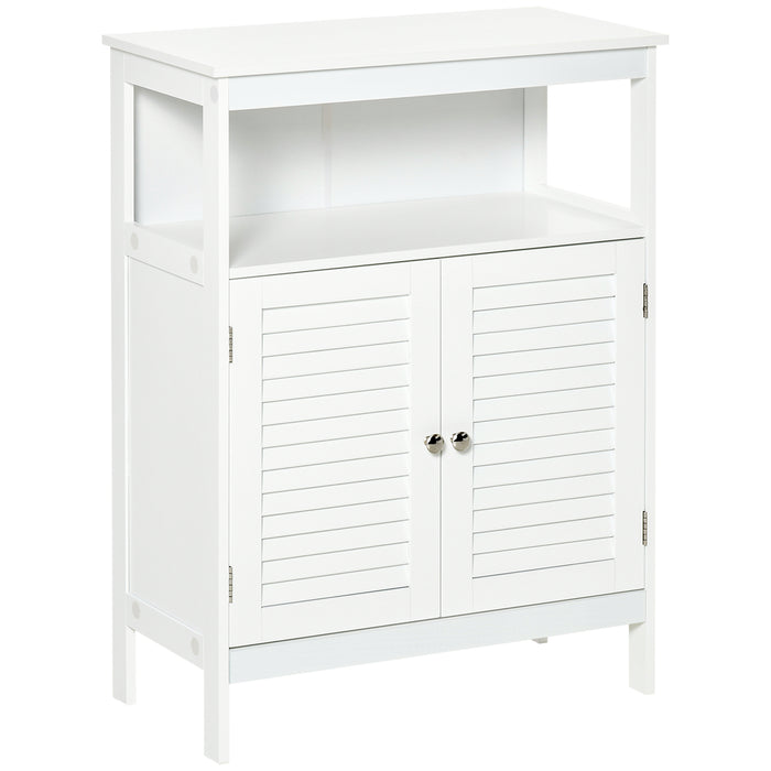 Freestanding Wooden Bathroom Cabinet - Spacious Storage Organizer with Double Shutter Doors, Cupboard Design - Elegant Home Furniture for Bathroom Essentials and Linens