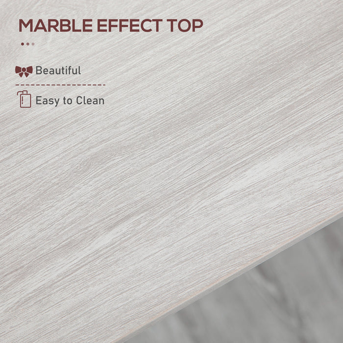 Rectangular Marble-Effect Bar Table - 120cm Modern Kitchen Table with Steel Legs - Ideal for Living Rooms and Home Bar Seating for 4 People