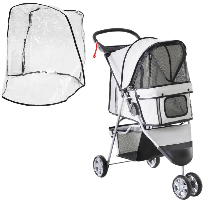 Folding Pet Stroller for Mini Dogs and Cats - Lightweight Pushchair with Canopy, Cup Holder, and Undercarriage Basket - Safe and Comfortable Travel for Small Animals with Reflective Safety Features