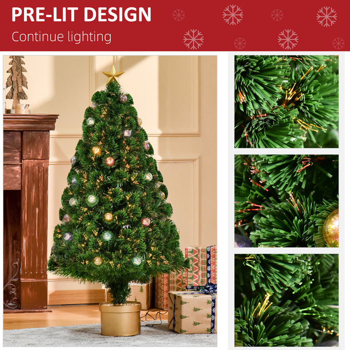 Pre-Lit 4FT Fiber Optic Christmas Tree - Artificial Holiday Decor with Gold Stand for Indoors - Festive Home Xmas Accent