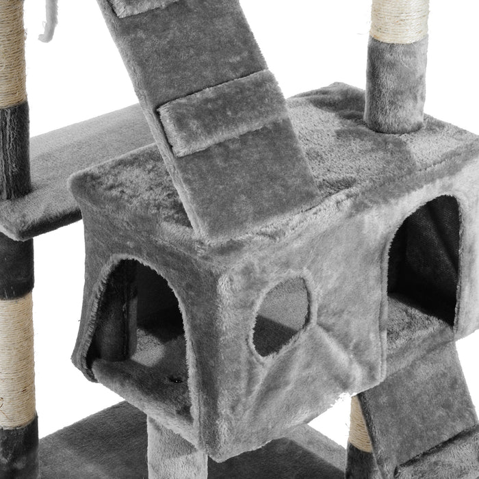 Kitten Kitty Cat Tree with Scratching Post - Grey Indoor Climbing Tower & Activity Centre - Ideal for Playful Cats and Scratch-Loving Kittens