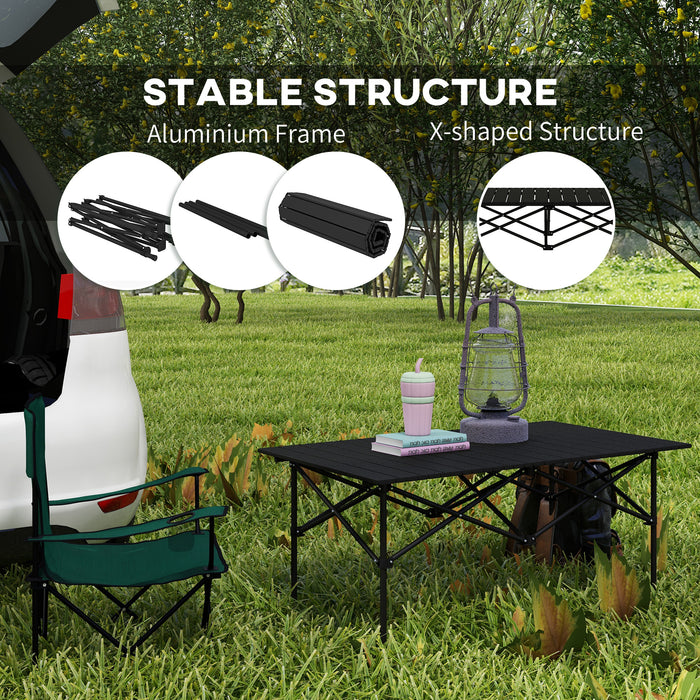 Lightweight Folding Aluminum Camping Table - Roll-Up Top Picnic Desk with Carry Bag - Ideal for Outdoor Activities, BBQ, and Hikers