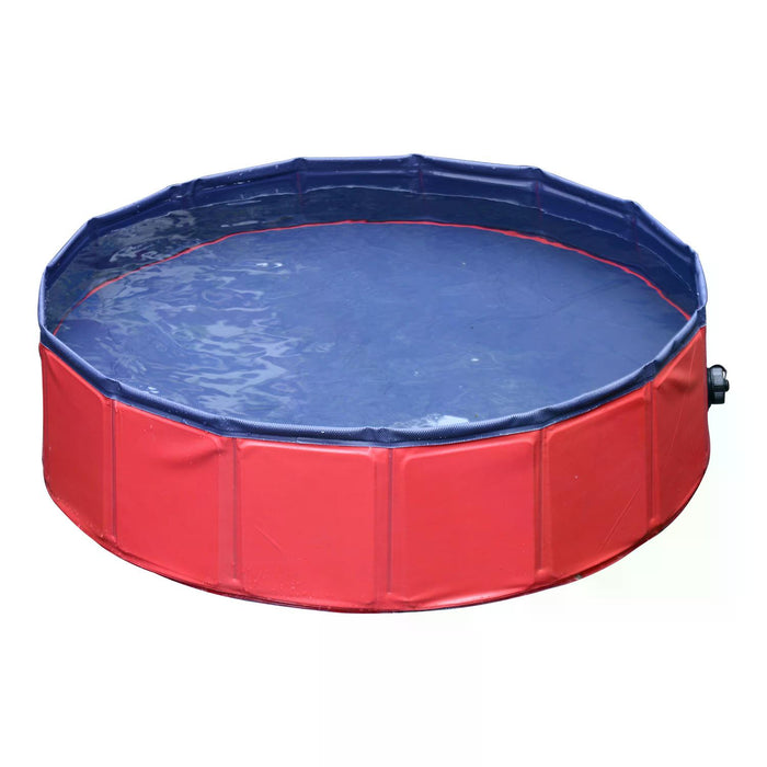 Foldable Dog Pool, 80cm Wide - Durable Pet Paddling Pool in Red - Perfect for Dogs to Cool Off in Summer Heat